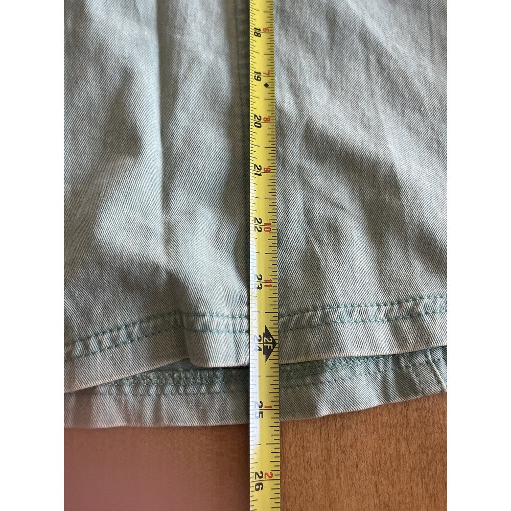 Entro Womens S Green Denim Blouse Puff Sleeve Snap Front 100% Cotton Cottagecore - Picture 7 of 11